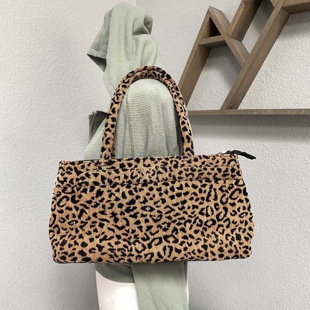 CMZ LEOPARD CHEETAH PRINT BROWN BLACK SHOULDER BAG BOHO SAFARI GRUNGE MALLCORE